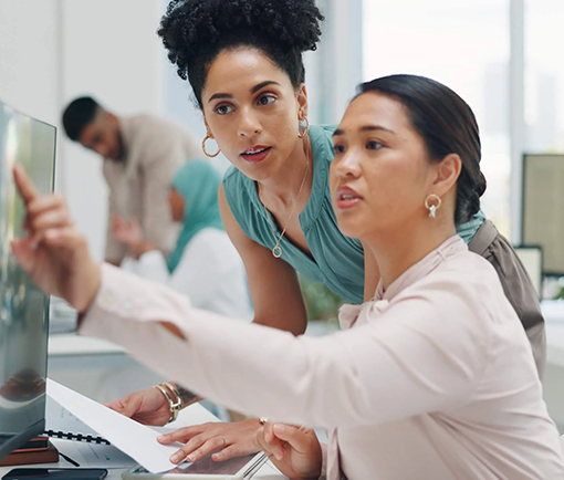 Women on computer working